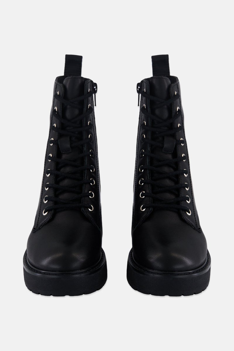 STEVE MADDEN Women Lace Up Ankle Boots, Black - Image 3