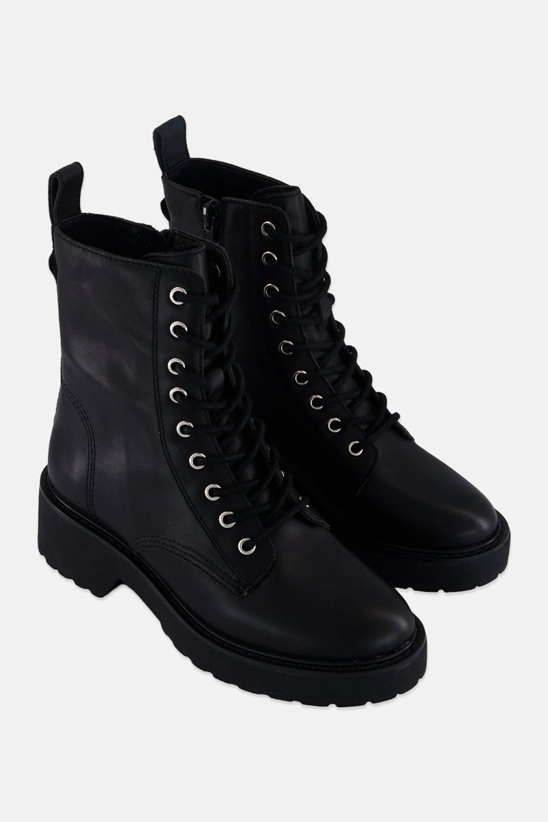 STEVE MADDEN Women Lace Up Ankle Boots, Black - Image 1