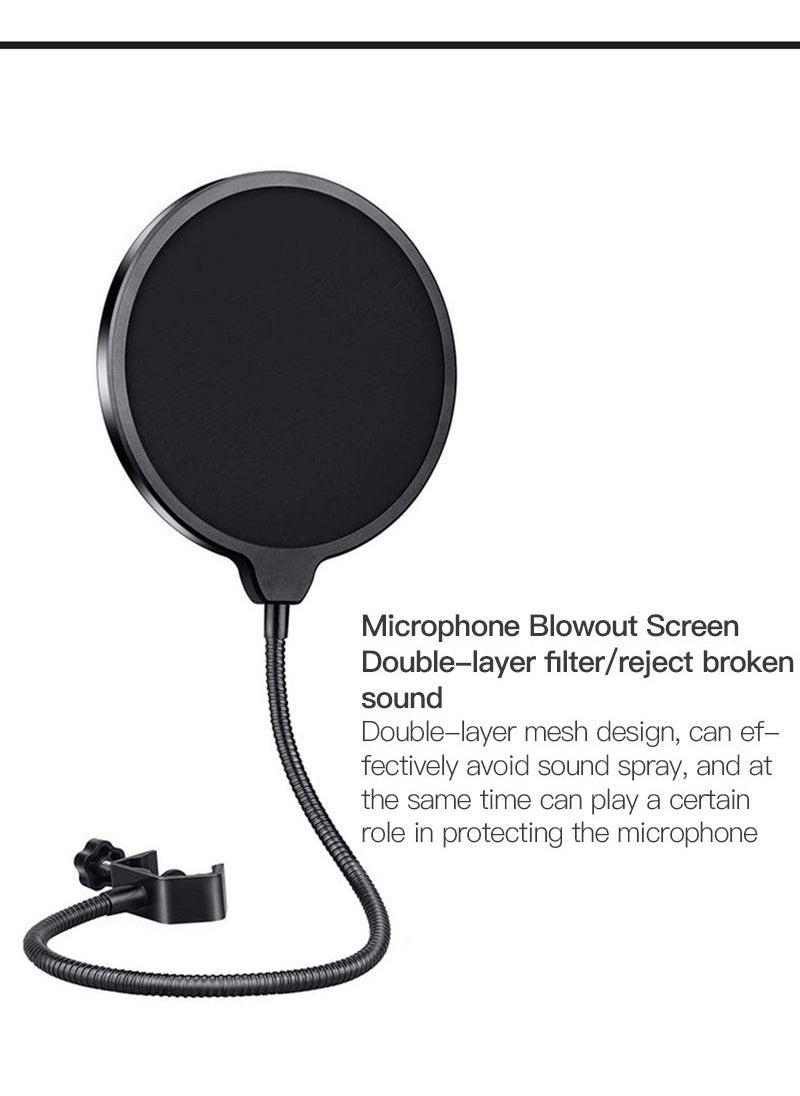 Sharpdo - Double-layer Blowout Mesh Microphone Pop Filter Microphone Blowout Cover - Image 1