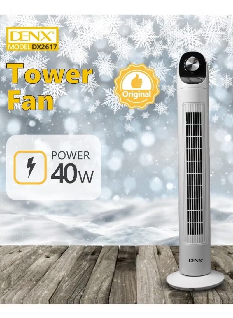 دينكس Bladeless Oscillating Tower Fan – Portable Quiet Electric Standing Fan, 3 Wind Speeds, 3 Modes, Vertical Air Cooler for Home, Office, Bedroom, and Living Spaces - Image 2