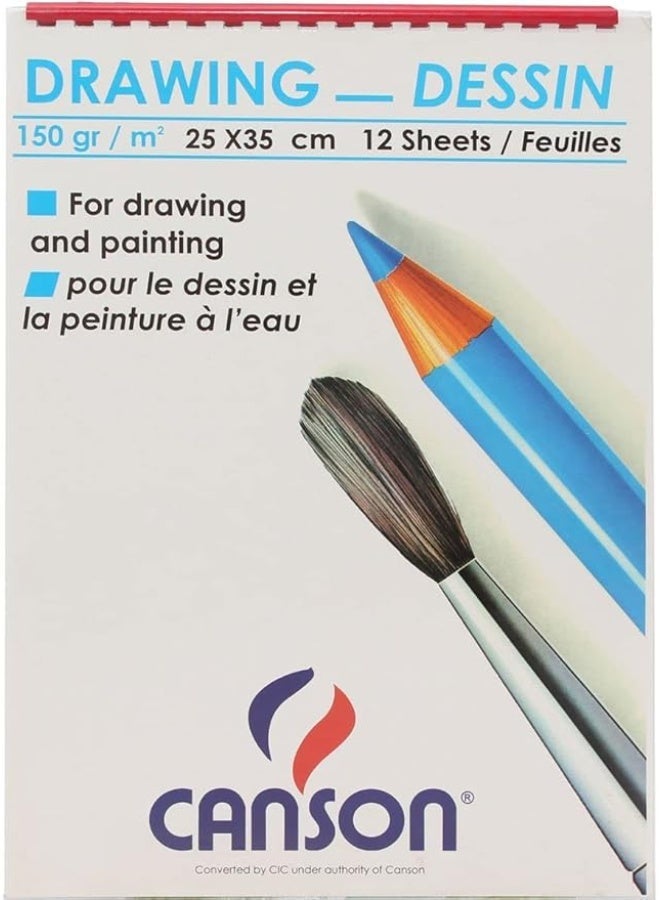 Canson sketchbook 12 sheets 150gsm / 25x35 b4 / white