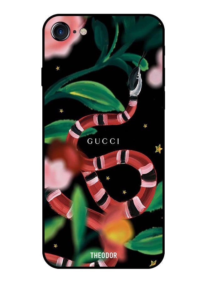 Theodor Protective Case Cover For Apple Iphone SE 2022 Red Snake & Leaves - Image 1