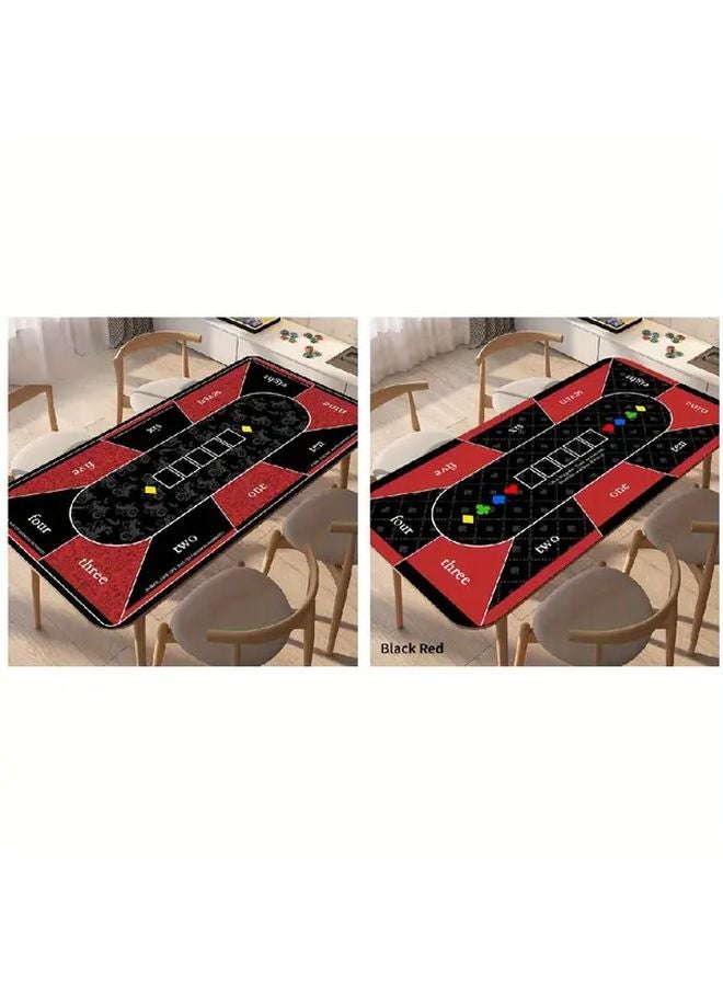 Extra Large Non Slip Poker Table Mat 23.62x47.24 Inch Waterproof Rubber Backing Red Black - Image 2