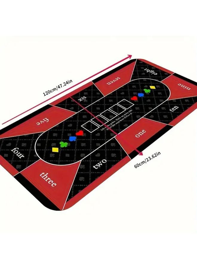 Extra Large Non Slip Poker Table Mat 23.62x47.24 Inch Waterproof Rubber Backing Red Black - Image 4