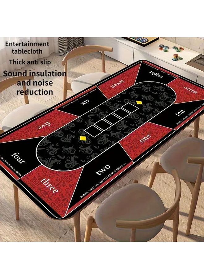 Extra Large Non Slip Poker Table Mat 23.62x47.24 Inch Waterproof Rubber Backing Red Black - Image 1