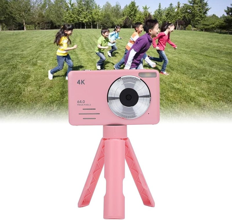 Asixxsix 4K 64MP Digital Camera 18X Zoom 2.88 Inch Screen with Tripod LED Fill Light Pink - Image 5
