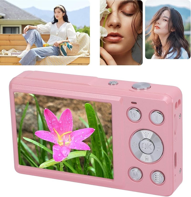 Asixxsix 4K 64MP Digital Camera 18X Zoom 2.88 Inch Screen with Tripod LED Fill Light Pink - Image 4