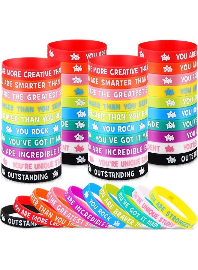 Zubebe 60 Pcs Student Motivational Quote Silicone Wristbands Colored Inspirational Silicone Bracelets Motivational Quote Bracelets Inspirational Bracelets For Kids Student School Gifts - Image 1