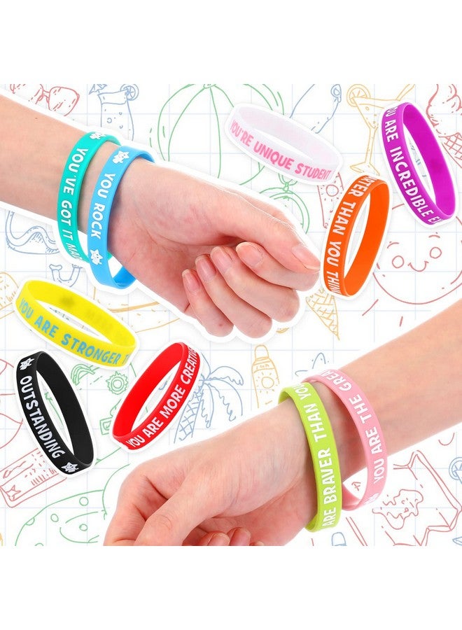 Zubebe 60 Pcs Student Motivational Quote Silicone Wristbands Colored Inspirational Silicone Bracelets Motivational Quote Bracelets Inspirational Bracelets For Kids Student School Gifts - Image 3