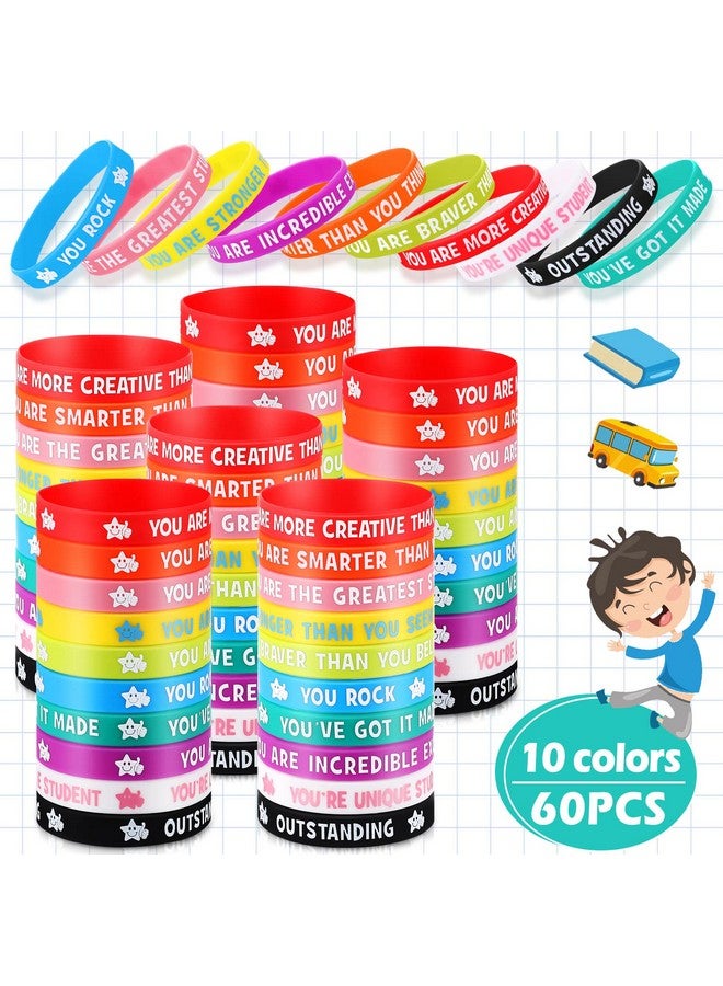 Zubebe 60 Pcs Student Motivational Quote Silicone Wristbands Colored Inspirational Silicone Bracelets Motivational Quote Bracelets Inspirational Bracelets For Kids Student School Gifts - Image 4