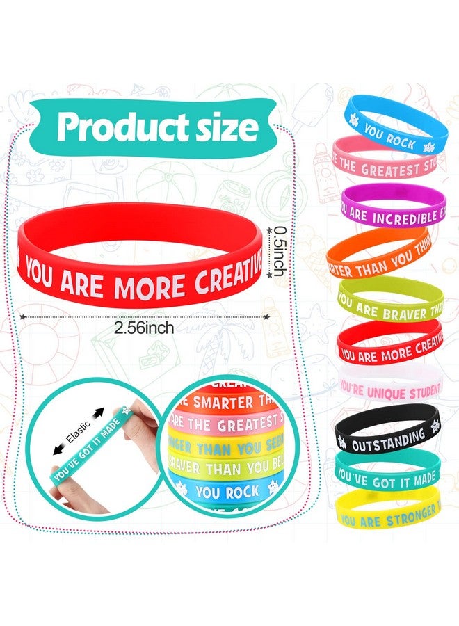 Zubebe 60 Pcs Student Motivational Quote Silicone Wristbands Colored Inspirational Silicone Bracelets Motivational Quote Bracelets Inspirational Bracelets For Kids Student School Gifts - Image 2