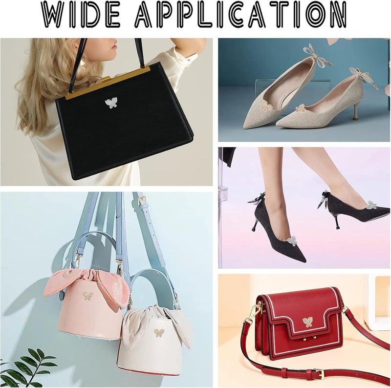 klarako 12 Sets Bag Decorative Buckle Clip, 2 Colors Butterfly Buckle Clips for Purse Leather Craft Rhinestone Studs Rivets for DIY Clothes Handbag Leather Belt Wedding Shoes Decorations (0.89 Inch) - Image 3