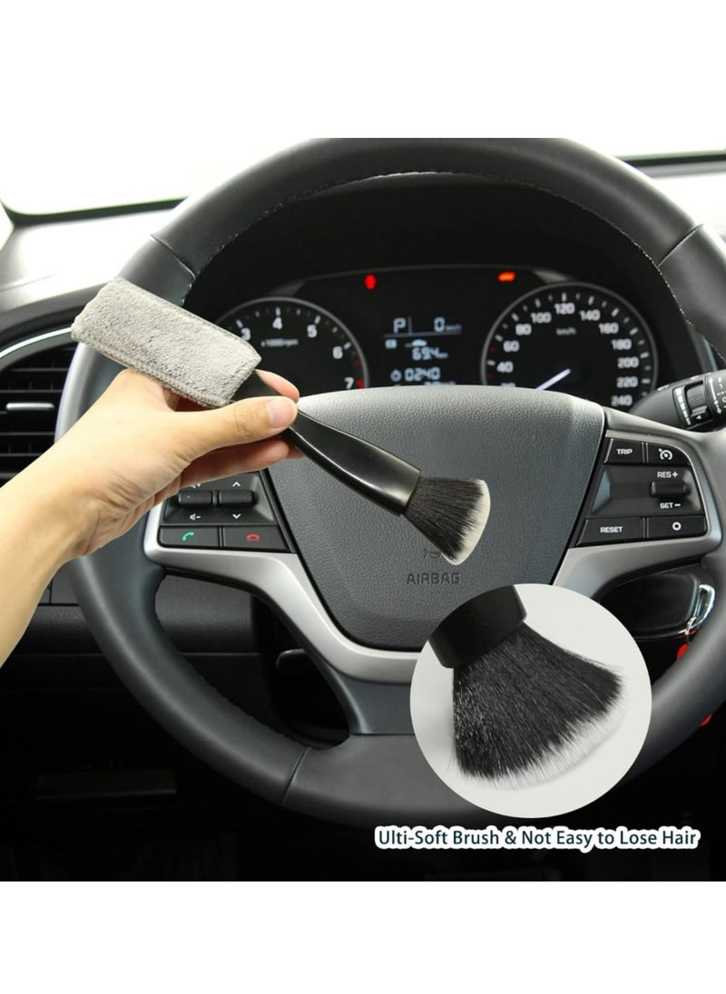 Generic 2 Pcs Double Head Brush for Car Cleaning, Portable Car Interior Detailing Brush Car Dust Brush, Auto Detail Brush Exterior Soft Bristles Car Seat Brush for Cleaning Air Vent Dashboard  - Image 2