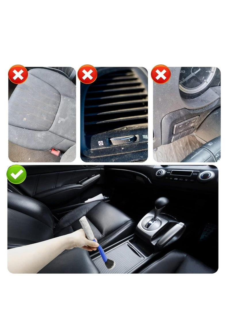 Generic 2 Pcs Double Head Brush for Car Cleaning, Portable Car Interior Detailing Brush Car Dust Brush, Auto Detail Brush Exterior Soft Bristles Car Seat Brush for Cleaning Air Vent Dashboard  - Image 4