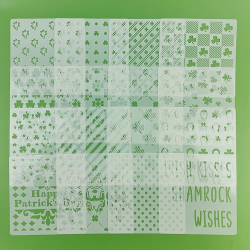 CODOHI 6in Shamrocks Cookie Stencils for Royal Icing, St Patrick's Day Green Shamrock Clover Gnome Stencils for Sugar Cookie, 16 Pcs Assorted Sizes Irish Template for Baking Drawing Dessert Coffee Decor - Image 3