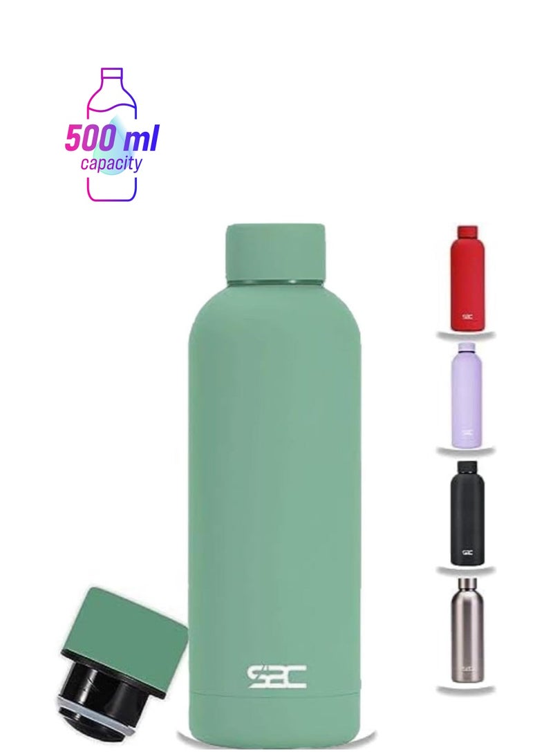 S2C Water Bottle Stainless Steel 500ml - Double Wall insulated Water Bottles for Hot Water Gym Bottle Stainless Steel Water Bottle for Kids School Flask Bottle Hot water bottle (Green) - Image 1