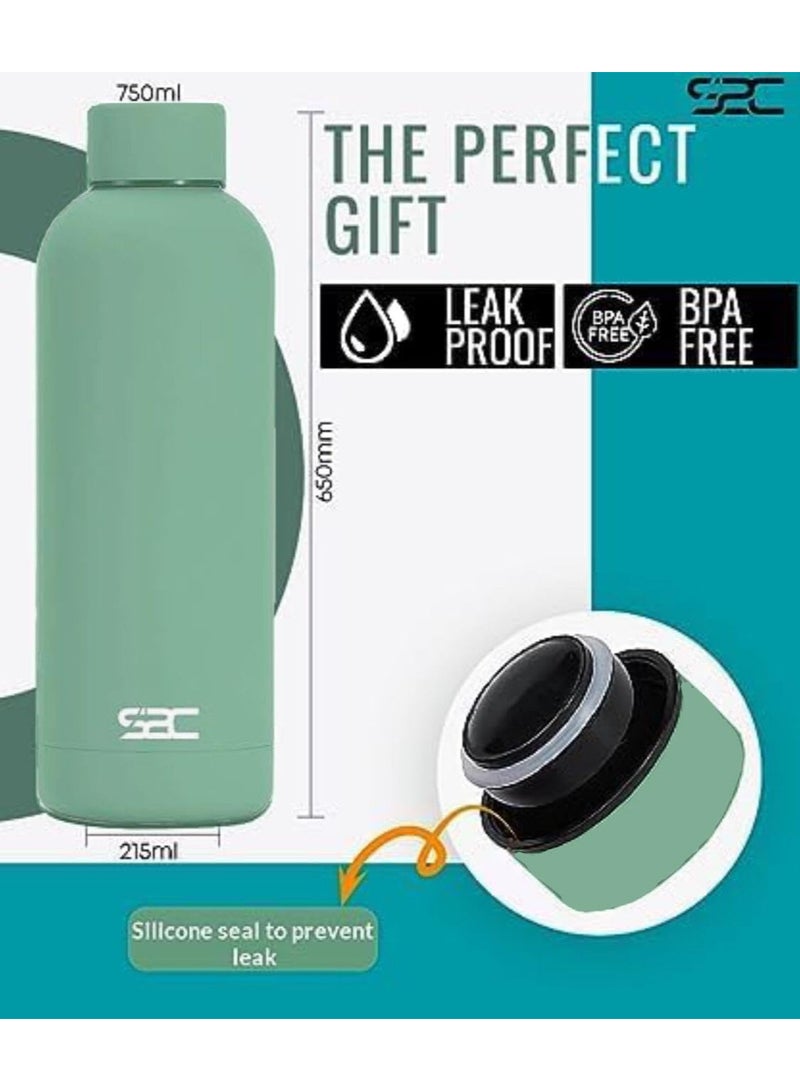 S2C Water Bottle Stainless Steel 500ml - Double Wall insulated Water Bottles for Hot Water Gym Bottle Stainless Steel Water Bottle for Kids School Flask Bottle Hot water bottle (Green) - Image 2
