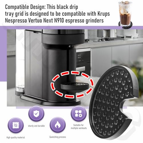 ZHIXING MS-624913 Black Drip Tray Grid Cup Mug Rest Compatible with Kr-ups NES-presso Ver-tuo Ne-XTX N910 Expresso Grinder - Image 4