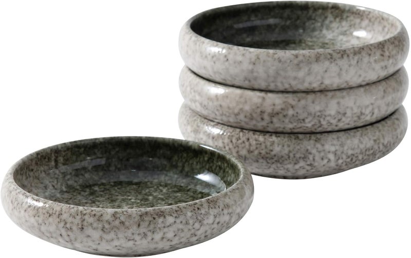 Uaral Salad Plate Appetizer Plate Stoneware Serving DishesJapanese Dish Set of 455 inch 14 oz Emerald Green - Image 1
