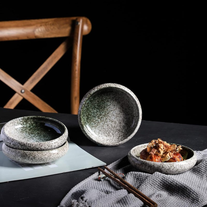 Uaral Salad Plate Appetizer Plate Stoneware Serving DishesJapanese Dish Set of 455 inch 14 oz Emerald Green - Image 2