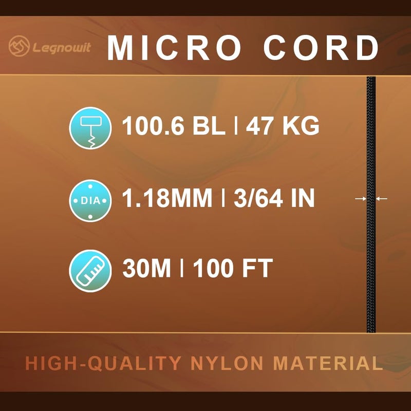 Legnowit Micro Paracord, 2 Pack 1.18mm x 100ft Thin Mini Utility Braided Small Paracord for Crafting, DIY Project, Camping and More - Image 3
