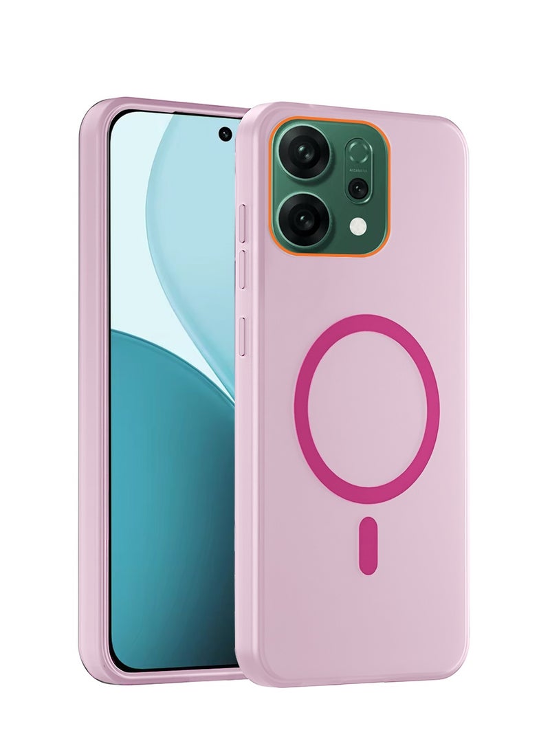 دبليو تيك غطاء حالة أوppo رينو14 5G 2025 هجين شفاف مع شحن مغناطيسي وحواف كاميرا مرتفعة منظر أنيق (MCMPMN) - وردي باهت - Image 1