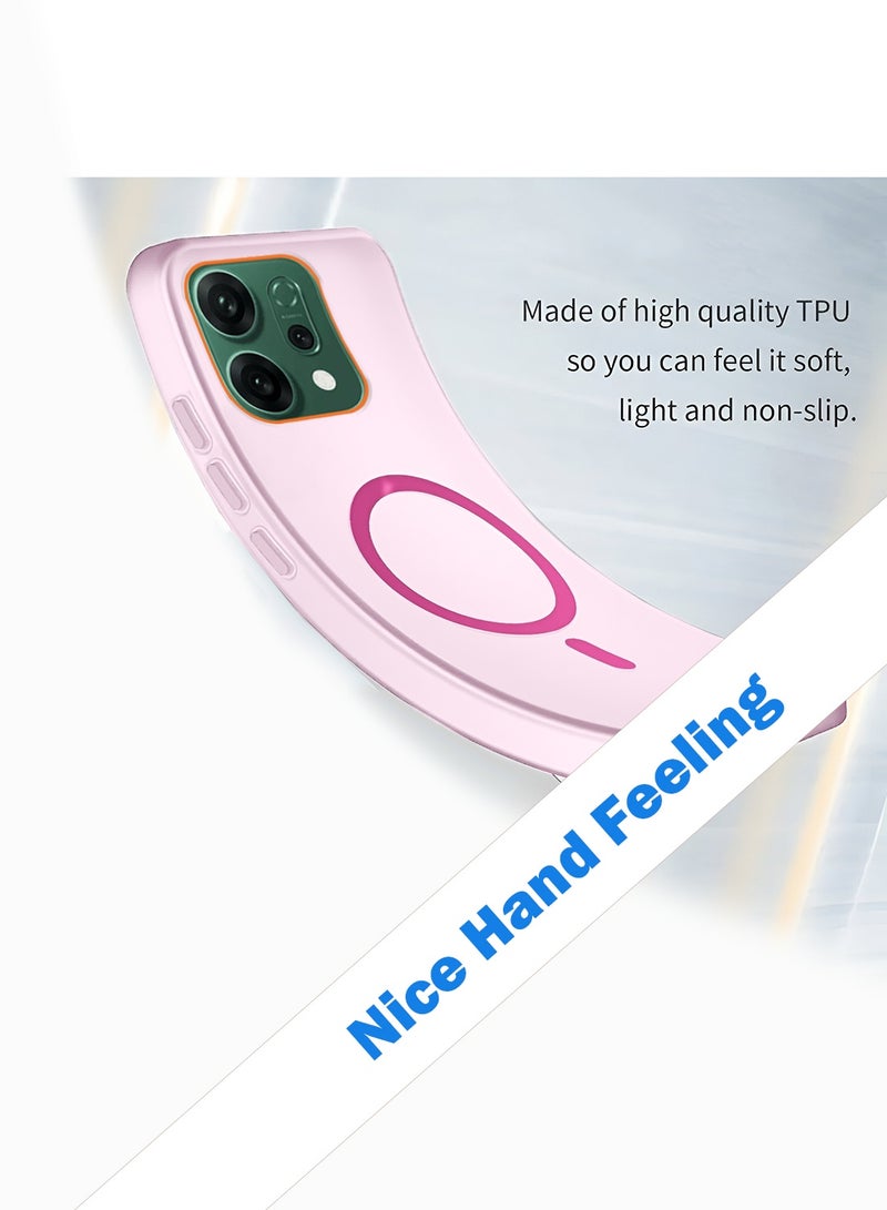 دبليو تيك غطاء حالة أوppo رينو14 5G 2025 هجين شفاف مع شحن مغناطيسي وحواف كاميرا مرتفعة منظر أنيق (MCMPMN) - وردي باهت - Image 3