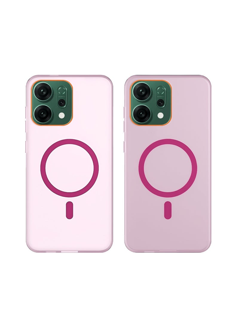 دبليو تيك غطاء حالة أوppo رينو14 5G 2025 هجين شفاف مع شحن مغناطيسي وحواف كاميرا مرتفعة منظر أنيق (MCMPMN) - وردي باهت - Image 2