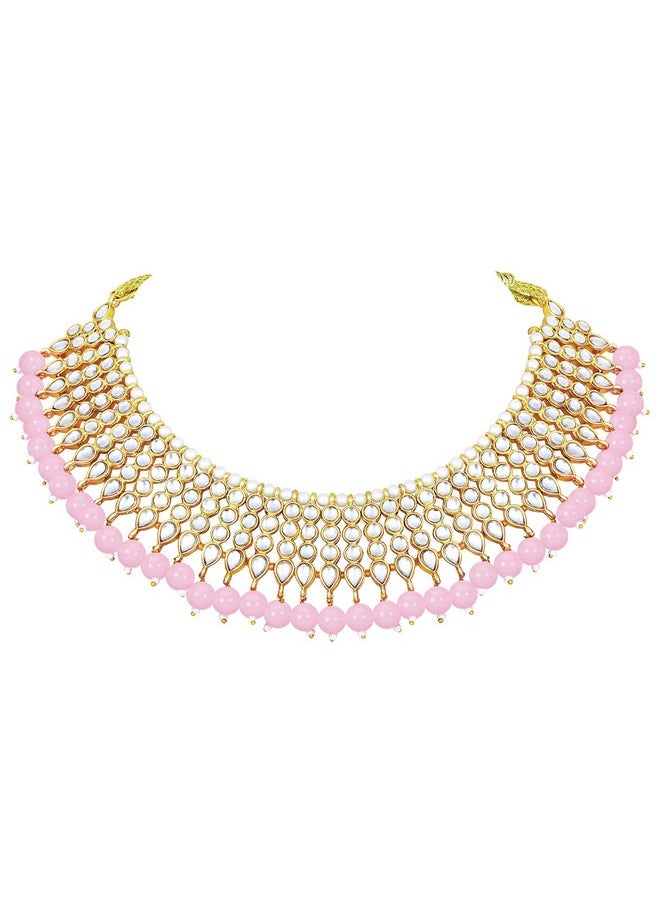 Aheli Elegant Indian Wedding Wear Faux Beaded Necklace Earrings With Maang Tikka Bollywood Fashion Ethnic Jewelry Set For Women  - Image 5