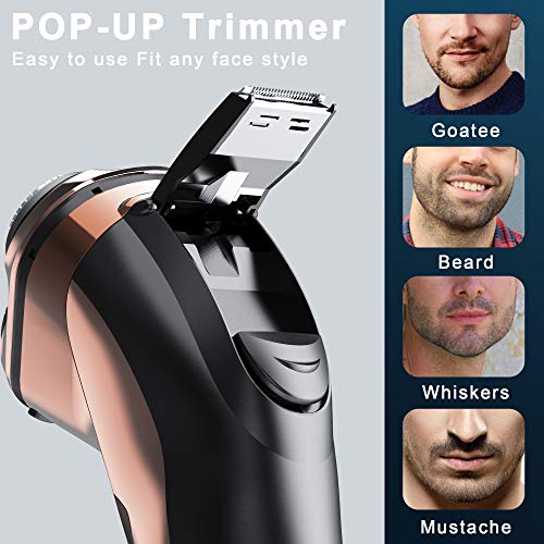 Hatteker Electric Shaver Men Razor Rotary Shavers With Pop-Up Sideburn Trimmer Waterproof Wet Dry Cordless Rechargeable, Bronze - Image 3