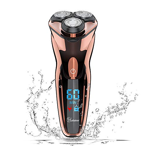 Hatteker Electric Shaver Men Razor Rotary Shavers With Pop-Up Sideburn Trimmer Waterproof Wet Dry Cordless Rechargeable, Bronze - Image 1