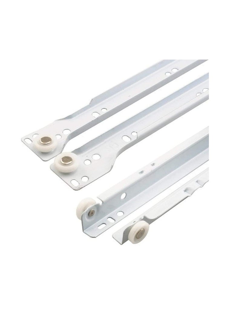 Cabinet Rails Drawer Track Slides For Computer Table Clothing Cabinets With Wheels White Color (14 inch)