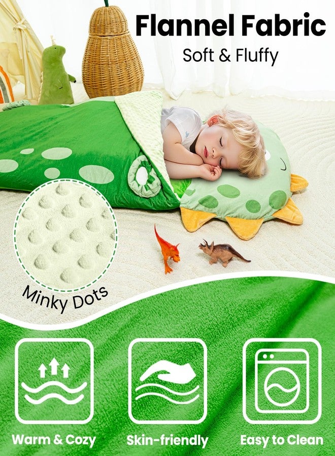 Primlect Kids Sleeping Bag with Pillow, Plush Animal Toddler Nap Mat for Preschool, Sleepovers, and Travel, Perfect for Boys and Girls, Dinosaur - Image 4