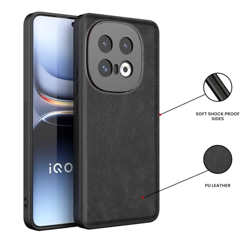 Kapa Tux Leather Back Cover for IQOO 13 (5G) | Slim Shockproof Camera Protection Bumper Case (Black) - Image 2