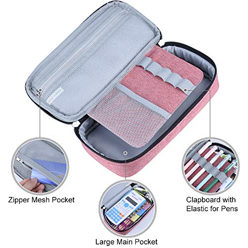 Chelory Large Pencil Case Big Capacity Pencil Bag Pouch High Storage Pen Pencil Marker Cases Holder Multi Functional Portable Office Stationery Organizer Adult Men Women (Light Pink) - Image 2