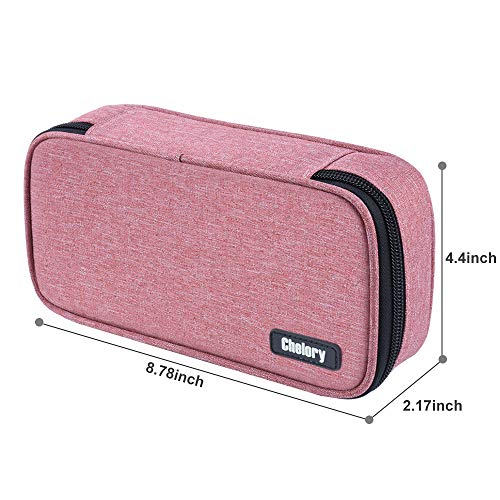 Chelory Large Pencil Case Big Capacity Pencil Bag Pouch High Storage Pen Pencil Marker Cases Holder Multi Functional Portable Office Stationery Organizer Adult Men Women (Light Pink) - Image 5