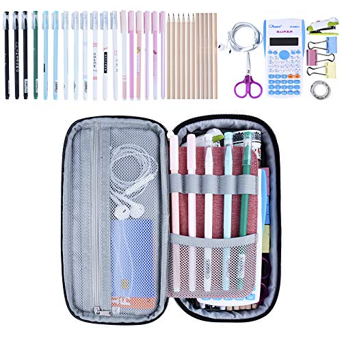 Chelory Large Pencil Case Big Capacity Pencil Bag Pouch High Storage Pen Pencil Marker Cases Holder Multi Functional Portable Office Stationery Organizer Adult Men Women (Light Pink) - Image 3