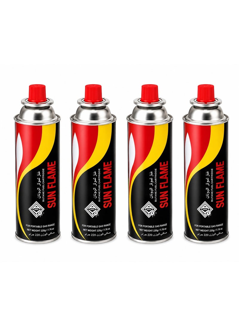 SUNFLAME Butane Gas for Camping Stove, 4-Pack, 220g - Image 1