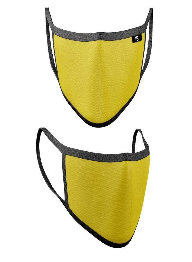iberry's 2 Ply Fabric Mask Mouth Nose Cover Anti-Dust/Pollution Reusable - Pack of 5 (Red, Black, Yellow, Green, Blue) - Image 4