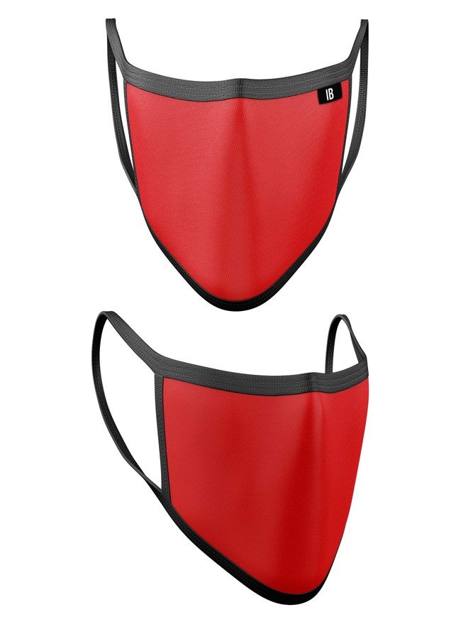 iberry's 2 Ply Fabric Mask Mouth Nose Cover Anti-Dust/Pollution Reusable - Pack of 5 (Red, Black, Yellow, Green, Blue) - Image 2