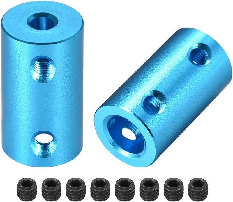 uxcell 4mm to 8mm Bore Rigid Coupling Set Screw L25XD14 Aluminum Alloy,Shaft Coupler Connector for 3D Printers, Motor Accessories,Blue,2pcs - Image 1