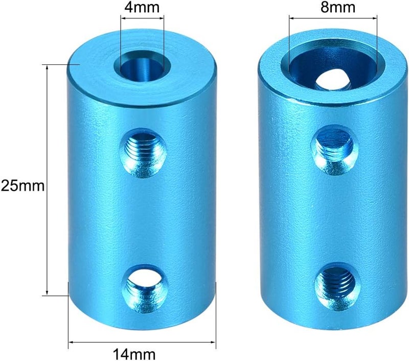 uxcell 4mm to 8mm Bore Rigid Coupling Set Screw L25XD14 Aluminum Alloy,Shaft Coupler Connector for 3D Printers, Motor Accessories,Blue,2pcs - Image 3