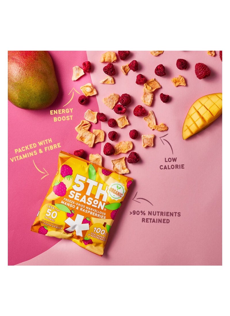 5TH SEASON - 5th Season Fruit Snacks – Mango & Raspberries Freeze-Dried 14g – Vegan, Under 50 Calories & Gluten Free with No Added Sugar or Preservatives (Pack of 2) - Image 1