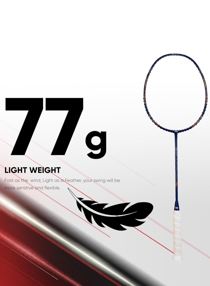 لي-نينج مضرب تنس الريشة Li-Ning Ignite 8 المصنوع من ألياف الكربون والجرافيت اليابانية مع غطاء كامل (أحمر داكن/ذهبي غني، 77 جرامًا) - Image 2
