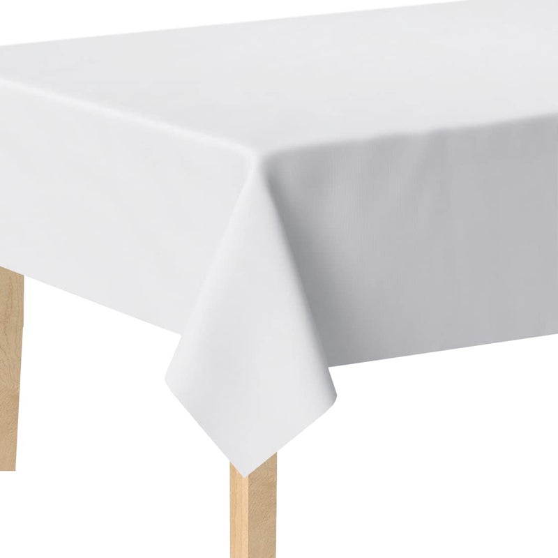 SOFINNI White Vinyl Tablecloth Waterproof Flannel Back Table Cloth Wipe Clean Table Cover for Dining Table Rectangular 54 x 72 inch White