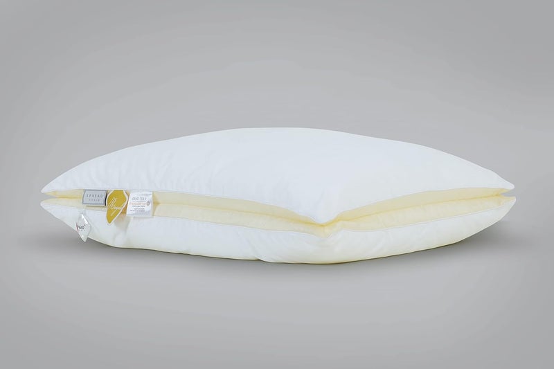 SPREAD SPAIN Microfiber Royal Luxury Pillow with Cotton Case for Sleeping Neck Pain Relief Suitable for Back Sleeper Side Sleeper Stomach Sleeper 45 x 68 cm White Pack of 1