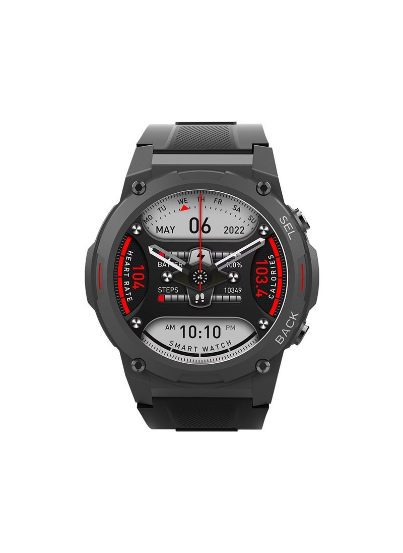 SW04 Impulse Smart Watch with Water Resistant, AMOLED Display, AOD Clock, and Sleep, Heart Rate, Pressure, and Oxygen Monitoring - Black