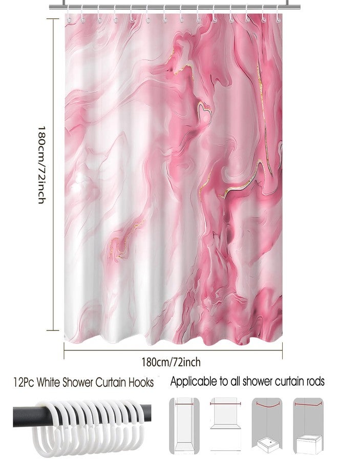 Mocsicka Shower Curtains for Bathroom, Pink Marble Shower Curtain for Bathroom, Pink and White Shower Curtain Modern Art Decor Waterproof Fabric Bath Curtain for Modern Bath Decor, 72 X 72 Inch - Image 3