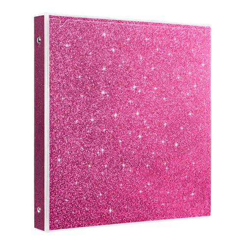 EYROZILL 3 Ring Binder 1 Inch Pink Binders Fashion View Binder with 2 Pockets for Office Supplies, Waterproof, Deep Pink - Image 1