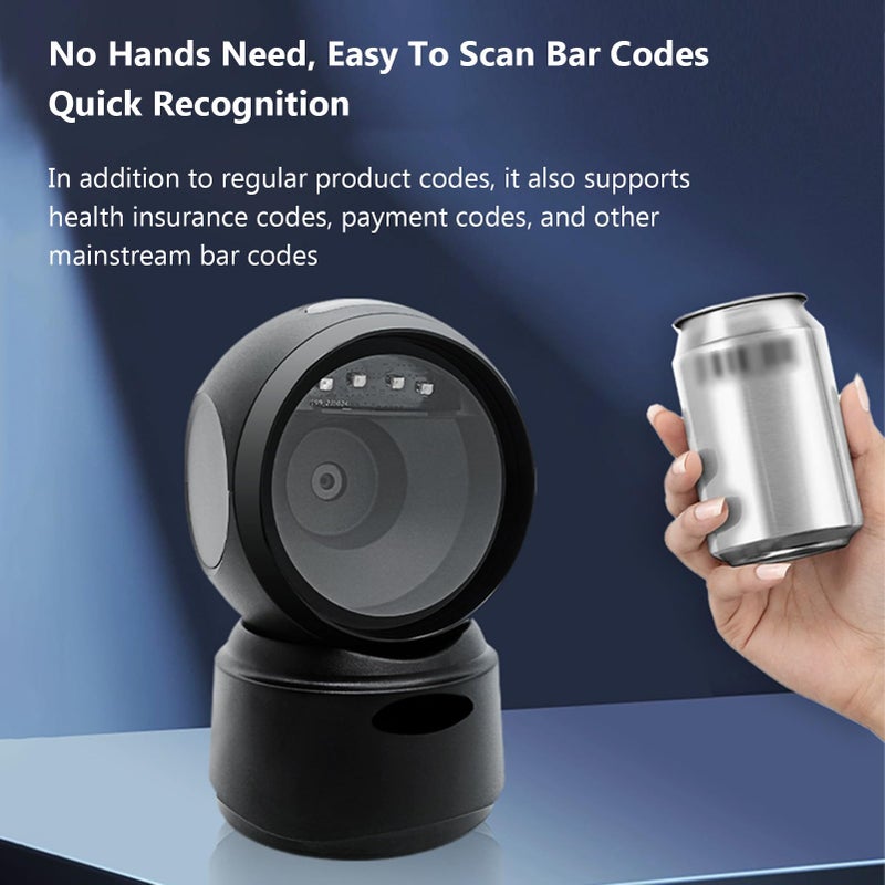 Wireless Desktop Barcode Scanner BT 5 0 1D 2D Handsfree Reader with Buzzer and LED for Retail Store - Image 4